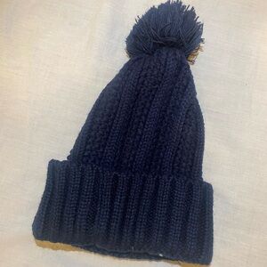 Cozy Navy Blue Kids Pom-Pom Beanie
